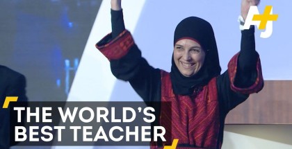 On their International Day...the Palestinian teacher tops the Arab and international podiums